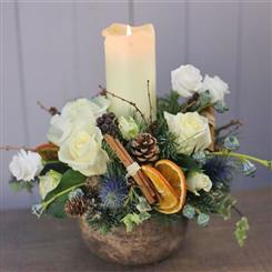 Winter White candle arrangement